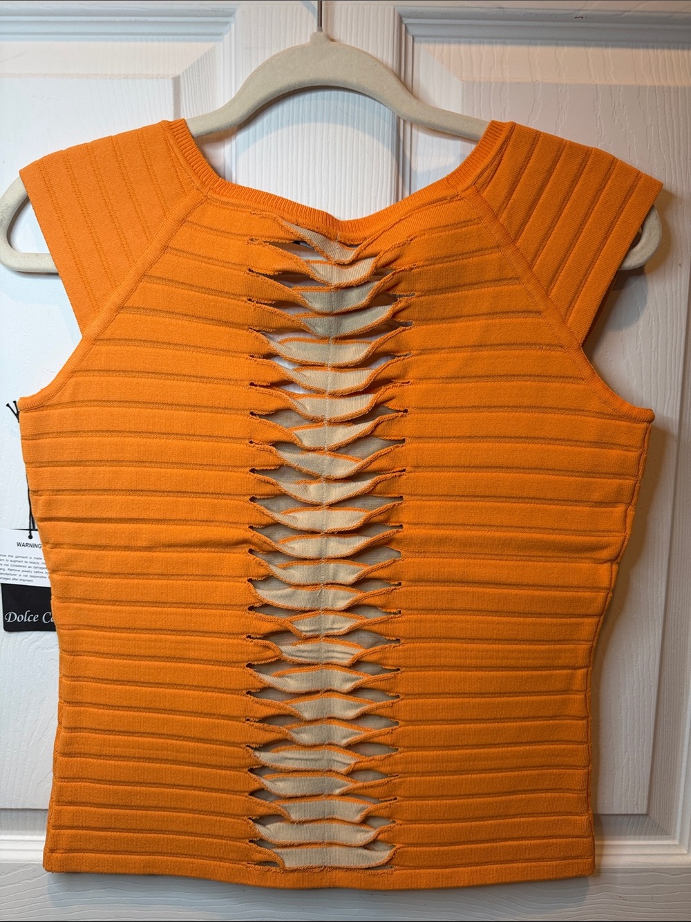 Dolce Cabo Orange Ribbed Ladder-Cut Tank - Picture 5 of 7